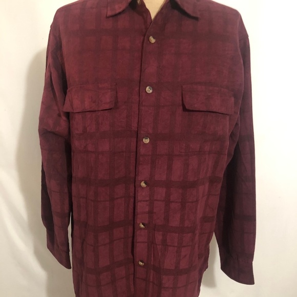 Mens Burgundy Sueded Denver Hayes Longsleeve Shirt. Size Large. - Picture 2 of 7
